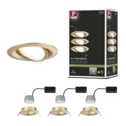 Paulmann 92406 Einbauleuchte LED Nova Coin 3er-Set schwenkbar 84mm gold 3-Step-Dim