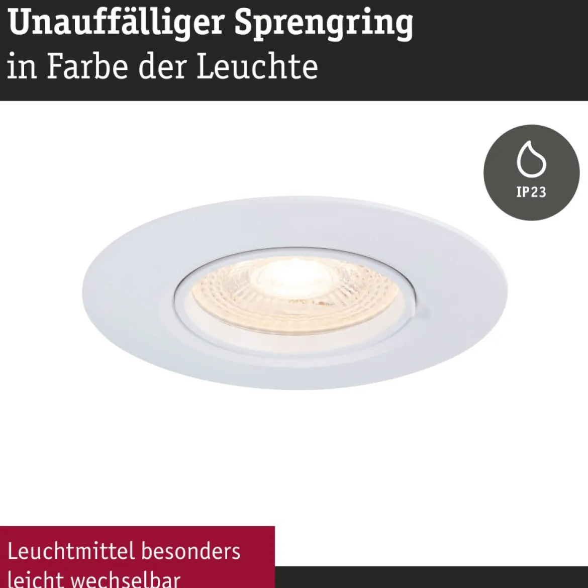 Paulmann 92118 Einbauleuchte rund 90mm 10er-Set Weiß starr