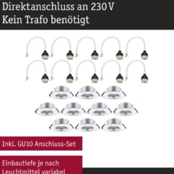 Paulmann 92119 Einbauleuchte rund 90mm 10er-Set Chrom starr