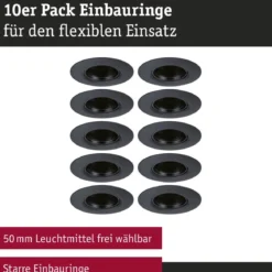 Paulmann 92120 Einbauleuchte rund 90mm 10er-Set Schwarz starr