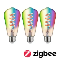 Paulmann 29164 Filament 230V Smart Home Zigbee LED Kolben ST64 E27 3er-Pack 470lm RGBW