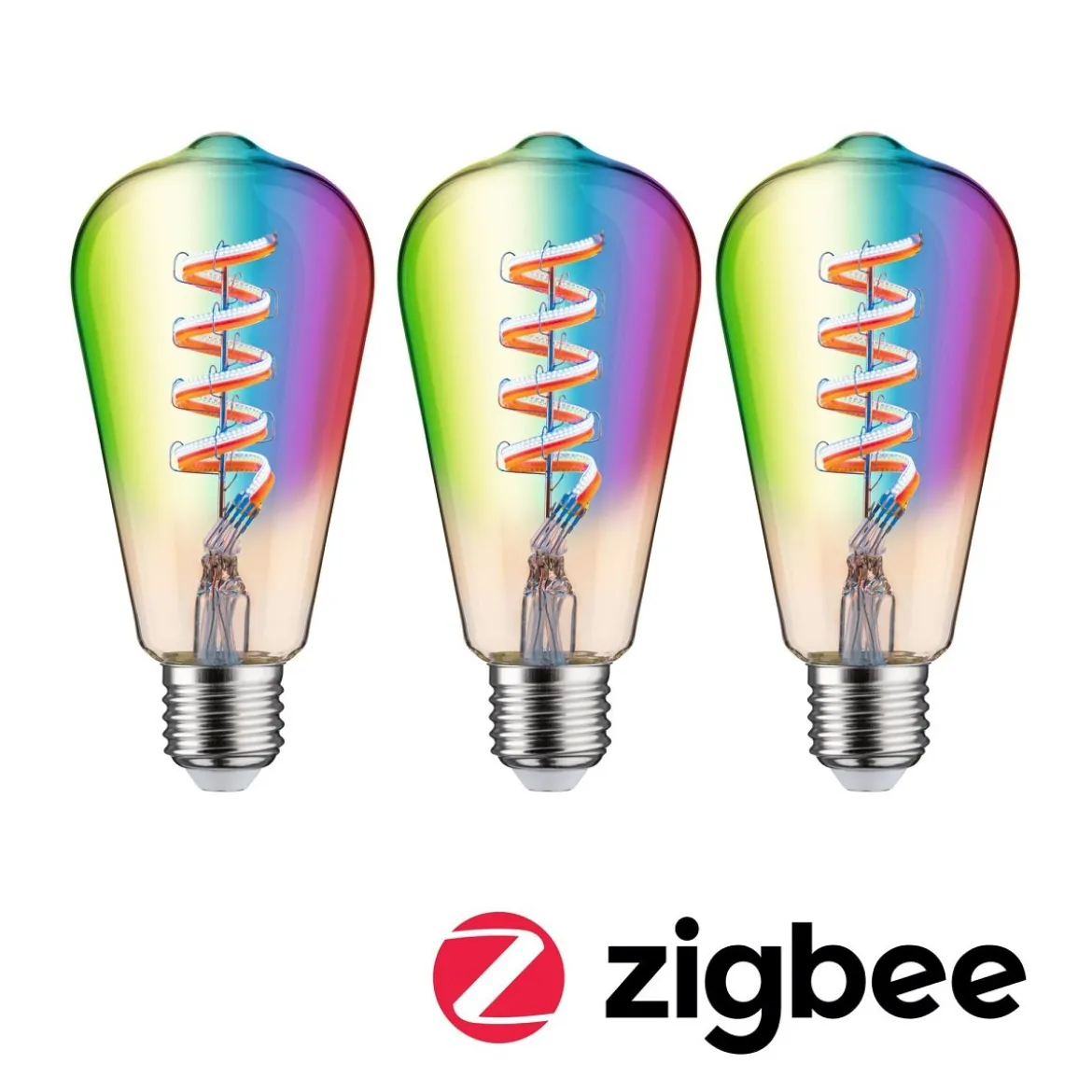 Paulmann 29164 Filament 230V Smart Home Zigbee LED Kolben ST64 E27 3er-Pack 470lm RGBW