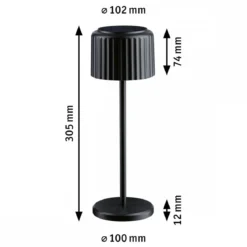 Paulmann 94878 LED Akkuleuchte Else 2700K IP44 dimmbar Schwarz