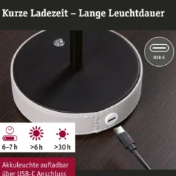 Paulmann 71176 LED Akkuleuchte Pellini 37cm White Switch dimmbar beige schwarz