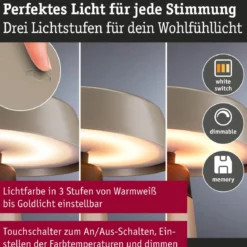 Paulmann 77061 LED Akku Tischleuchte Lirox White Switch IP44 dimmbar Champagner