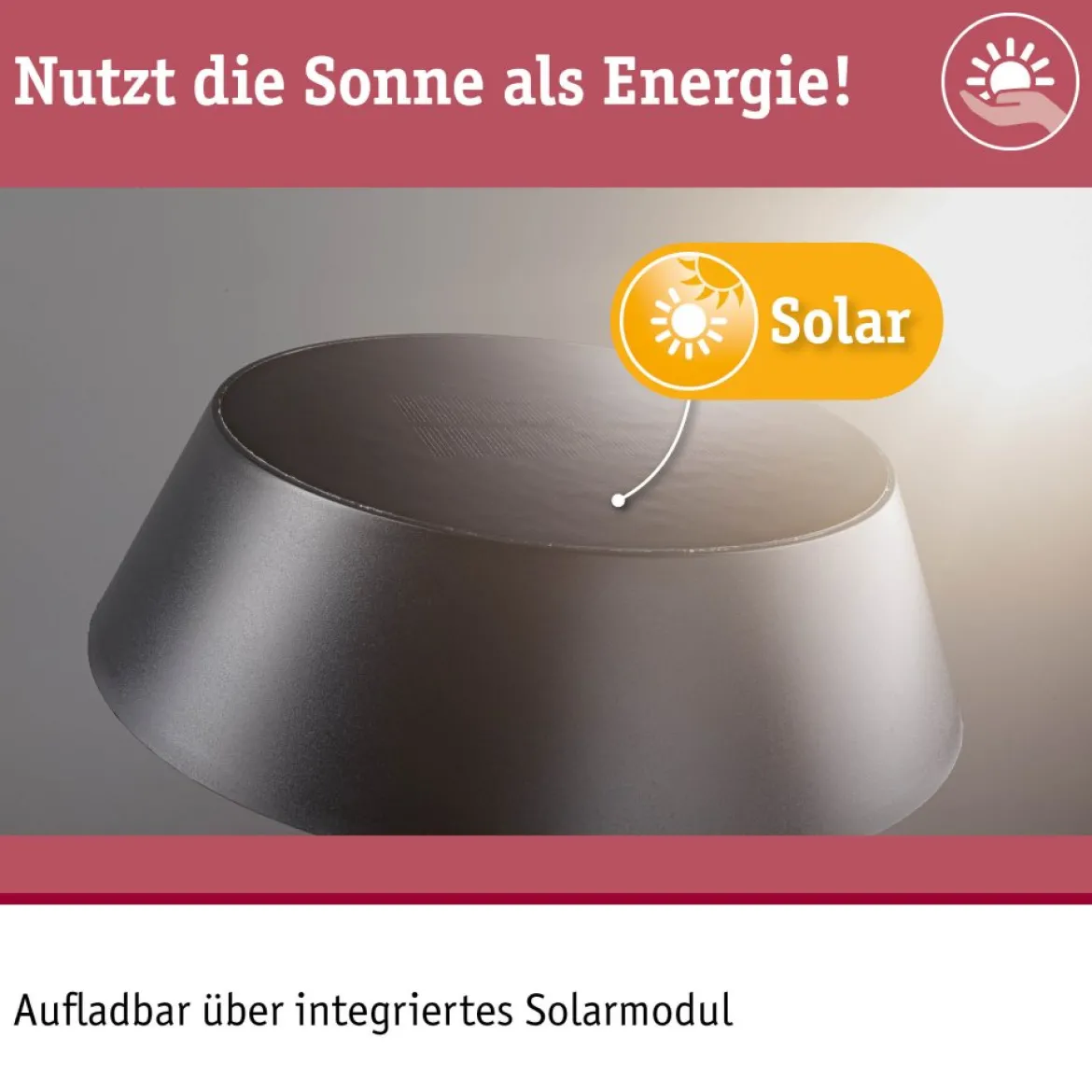 Paulmann 94612 LED Akku Tischleuchte Soala Solar 2700K IP44 dimmbar Anthrazit