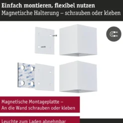 Paulmann 71283 LED Akku Wandleuchte Nyara eckig IP44 3000K weiß Bewegungsmelder