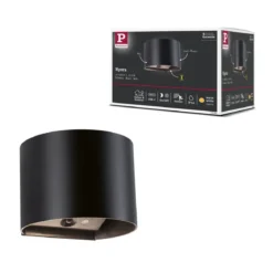 Paulmann 71284 LED Akku Wandleuchte Nyora rund IP44 3000K schwarz Bewegungsmelder