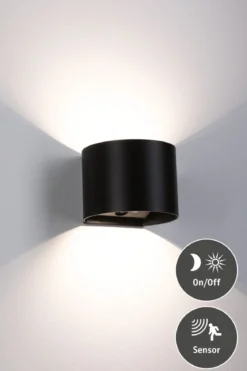 Paulmann 71284 LED Akku Wandleuchte Nyora rund IP44 3000K schwarz Bewegungsmelder