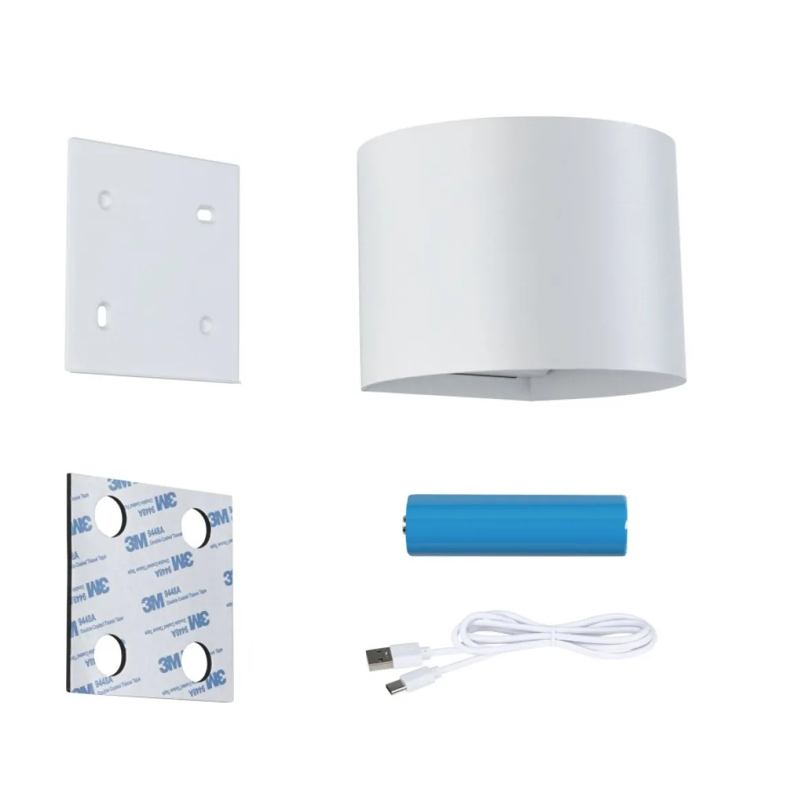 Paulmann 71285 LED Akku Wandleuchte Nyora rund IP44 3000K weiß Bewegungsmelder
