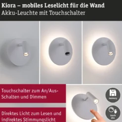 Paulmann 71287 LED Akku Wandleuchte Kiora 2700K weiß dimmbar