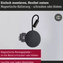 Paulmann 71288 LED Akku Wandleuchte Miora 2700K schwarz dimmbar