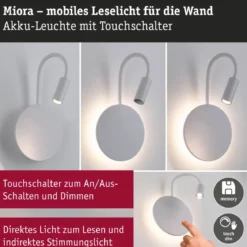 Paulmann 71289 LED Akku Wandleuchte Miora 2700K weiß dimmbar