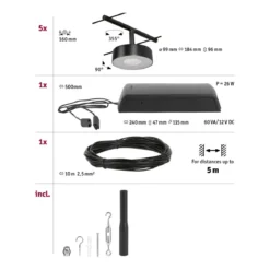 Paulmann 94479 LED Basisset Circle 12V 3000K Schwarz matt Chrom