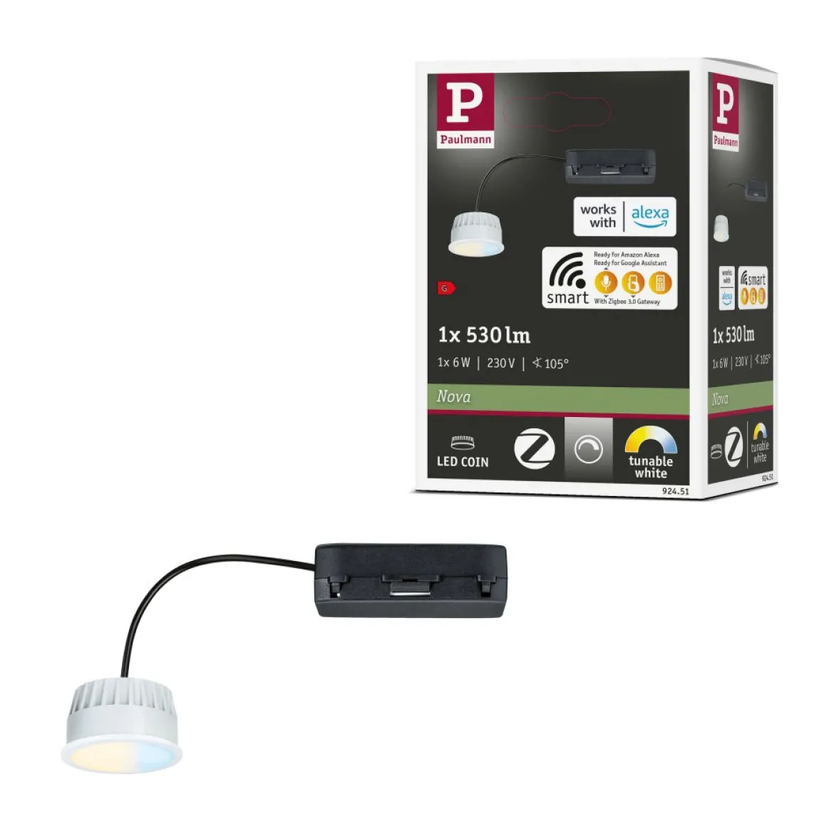 Paulmann 92451 LED Coin Zigbee Tunable White 530lm 2200-6500K dimmbar