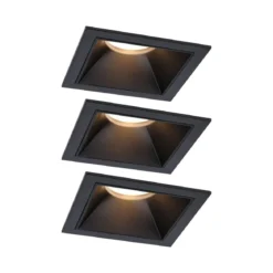 Paulmann 93125 LED Cole Coin Basisset eckig 3er-Set 2700K Schwarz 3-Step-Dim IP44