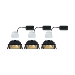 Paulmann 93129 LED Cole Coin Basisset eckig 3er-Set 2700K Schwarz Gold 3-Step-Dim IP44