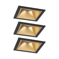 Paulmann 93129 LED Cole Coin Basisset eckig 3er-Set 2700K Schwarz Gold 3-Step-Dim IP44