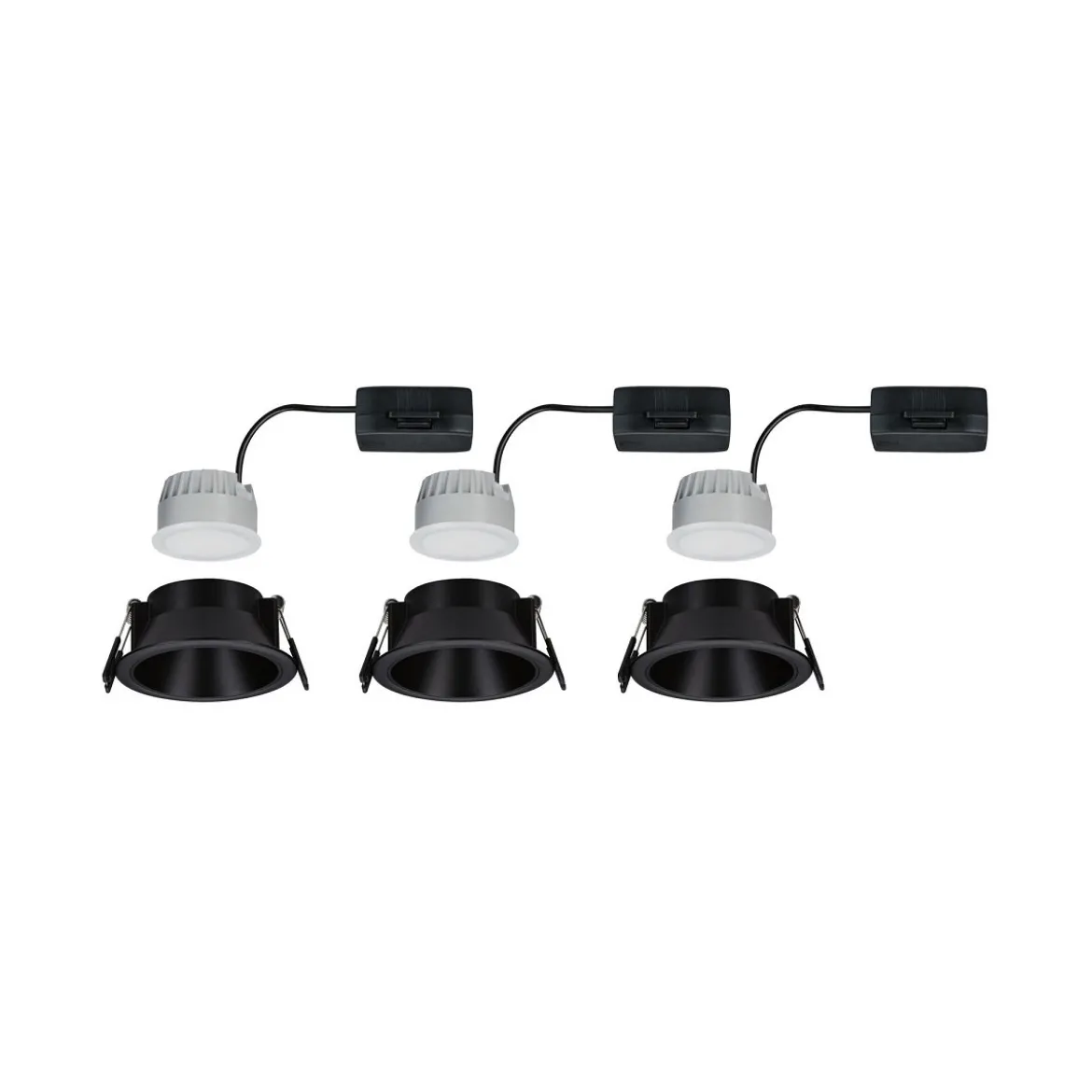 Paulmann 94869 LED Cole Coin Basisset 3er-Set 2700K schwarz 3-Step-Dim IP44