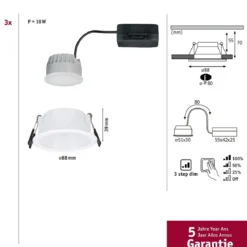 Paulmann 94870 LED Cole Coin Basisset 3er-Set 2700K weiss 3-Step-Dim IP44