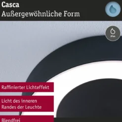 Paulmann 71097 LED Deckenleuchte Casca Schwarz IP44 White Switch 40cm