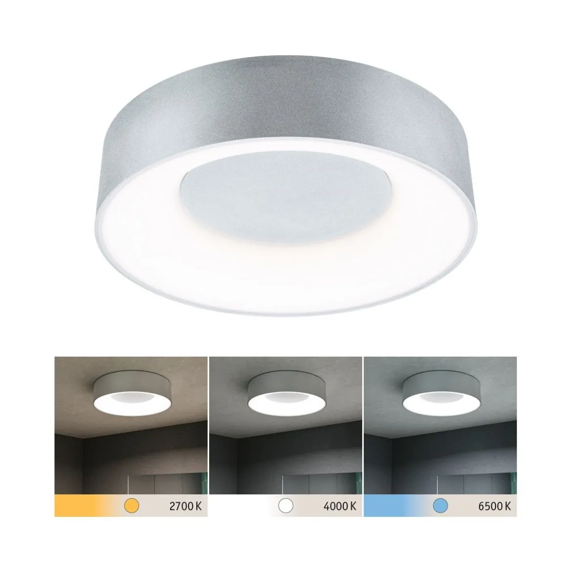 Paulmann 71094 LED Deckenleuchte Casca Alu matt IP44 White Switch 30cm