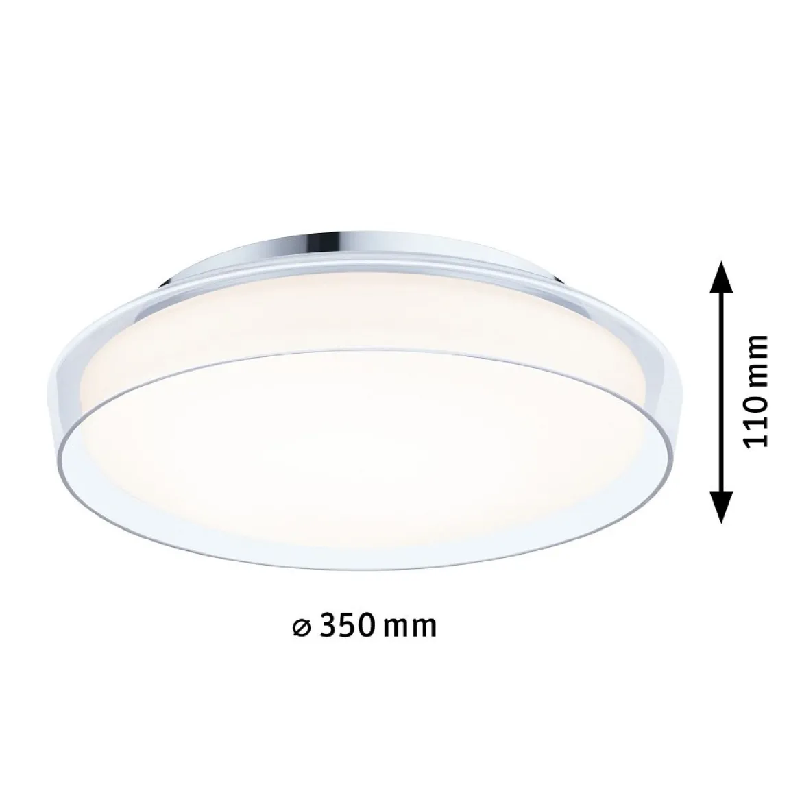 Paulmann 71075 LED Deckenleuchte Luena 35cm Glas Chrom 3000K IP44