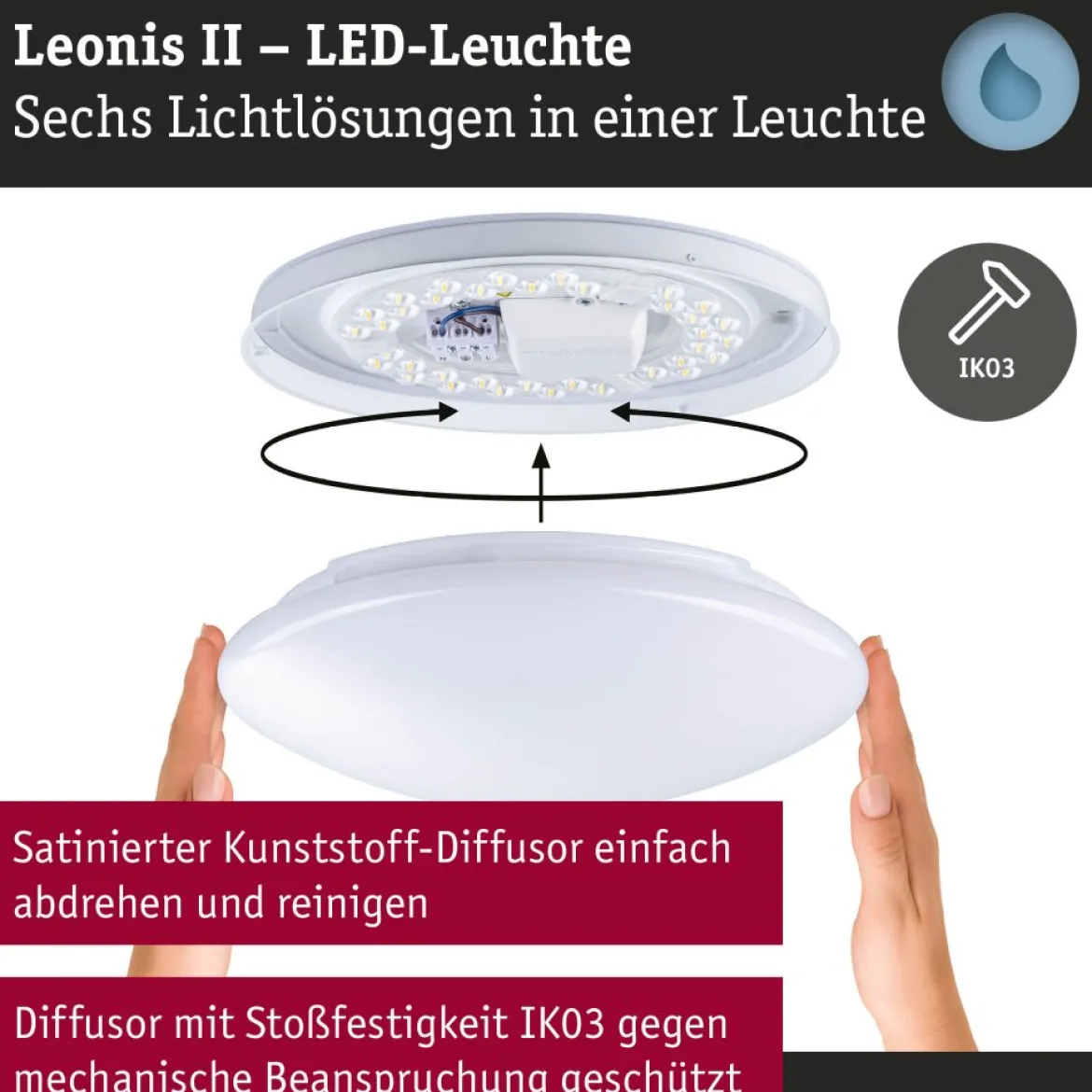 Paulmann 75406 LED Deckenleuchte Leonis 3000-5700K IP44 Weiß