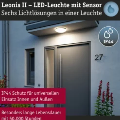Paulmann 75407 LED Deckenleuchte Leonis Bewegungsmelder 3000-5700K IP44 Weiß