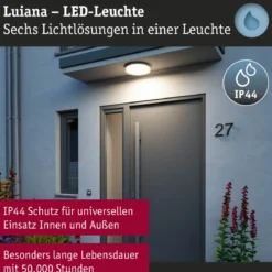 Paulmann 75408 LED Deckenleuchte Luiana 3000-5700K IP44 Weiß