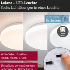 Paulmann 75408 LED Deckenleuchte Luiana 3000-5700K IP44 Weiß