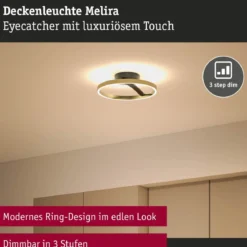Paulmann 94927 LED Deckenleuchte Melira 2700K 3-Step-Dim Schwarz Gold
