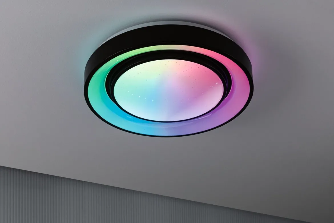 Paulmann 70544 LED Deckenleuchte Rainbow Regenbogeneffekt RGBW 375mm Schwarz Weiß