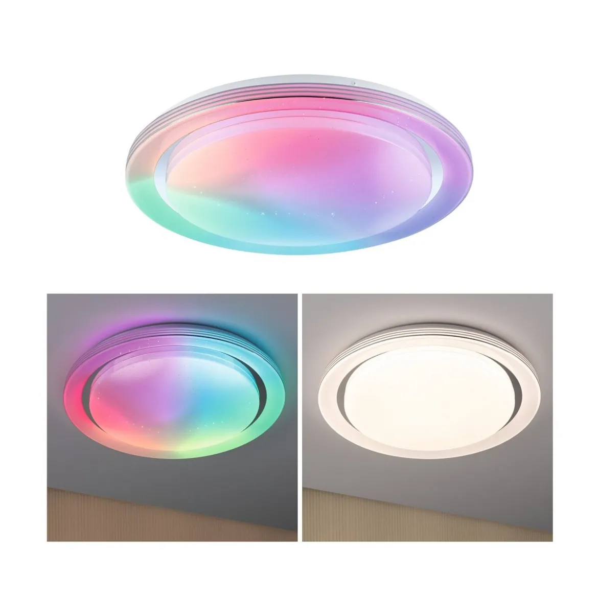 Paulmann 70547 LED Deckenleuchte Rainbow Regenbogeneffekt RGBW 485mm Chrom Weiß