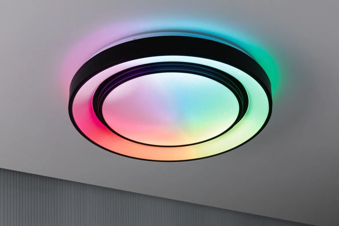 Paulmann 70545 LED Deckenleuchte Rainbow Regenbogeneffekt RGBW 475mm Schwarz Weiß