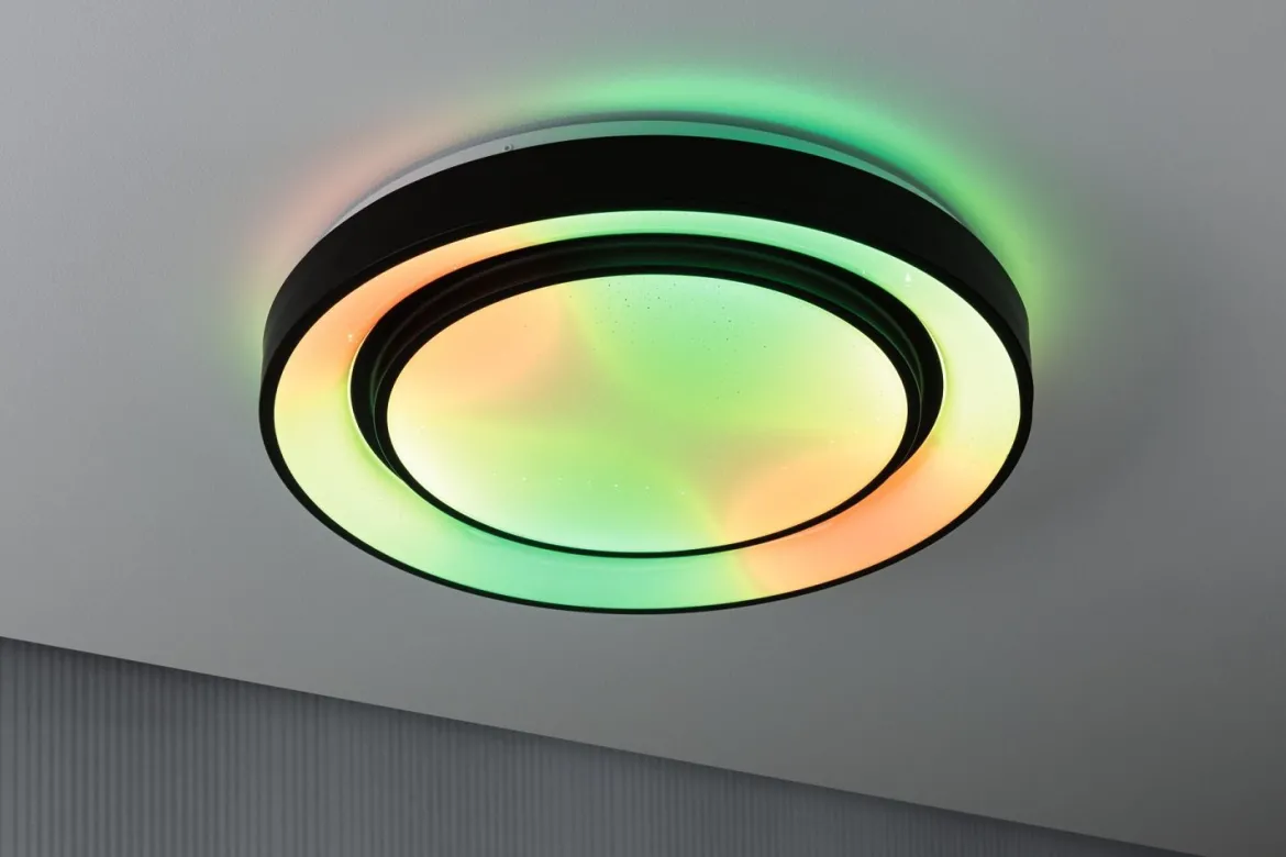 Paulmann 70545 LED Deckenleuchte Rainbow Regenbogeneffekt RGBW 475mm Schwarz Weiß
