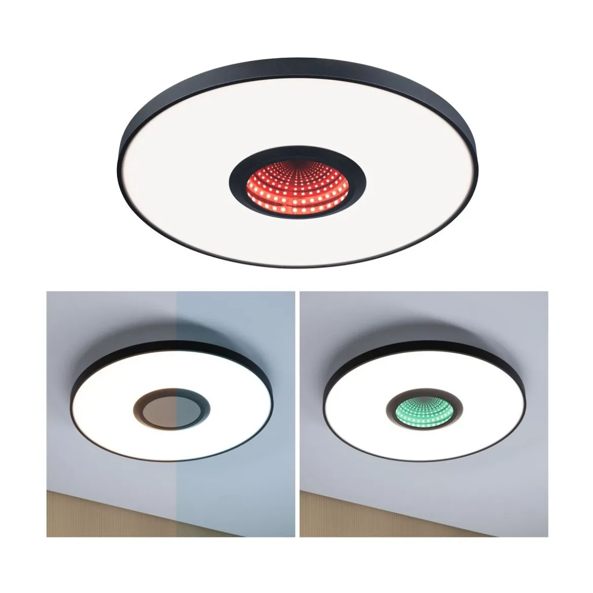 Paulmann 71038 LED Deckenleuchte Spaceglow Three RGB Tunable White dimmbar schwarz