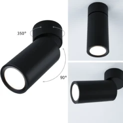 Paulmann 93089 LED Deckenleuchte Turnal rund 60 mm schwarz 3-Step-Dim