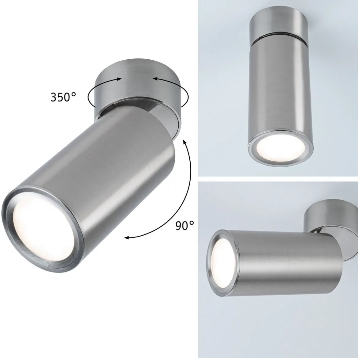 Paulmann 93091 LED Deckenleuchte Turnal rund 60 mm eisen gebürstet 3-Step-Dim