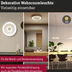 Paulmann 71179 LED Deckenleuchte Volea 40cm 3000K dimmbar Weiß Silber IP44