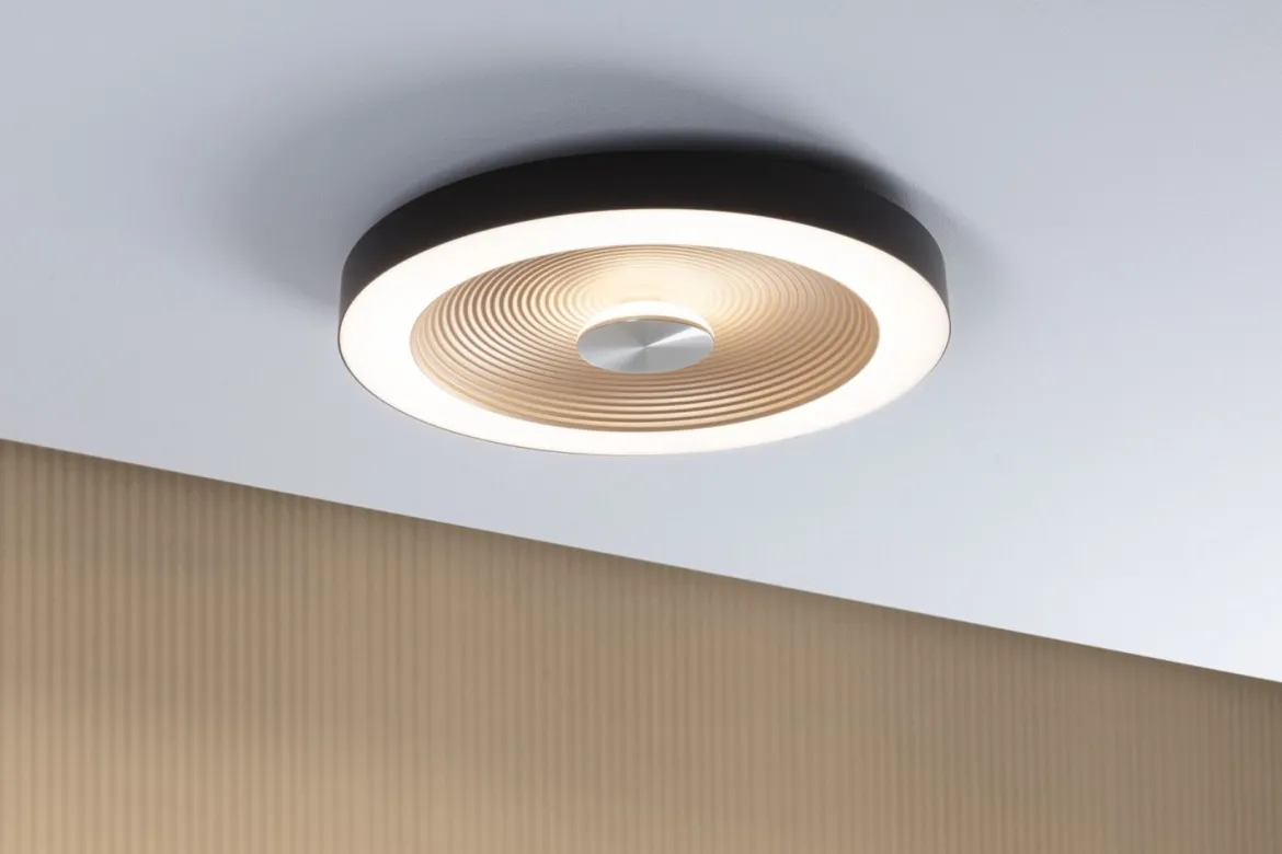 Paulmann 71180 LED Deckenleuchte Volea 40cm 3000K dimmbar Schwarz Gold IP44