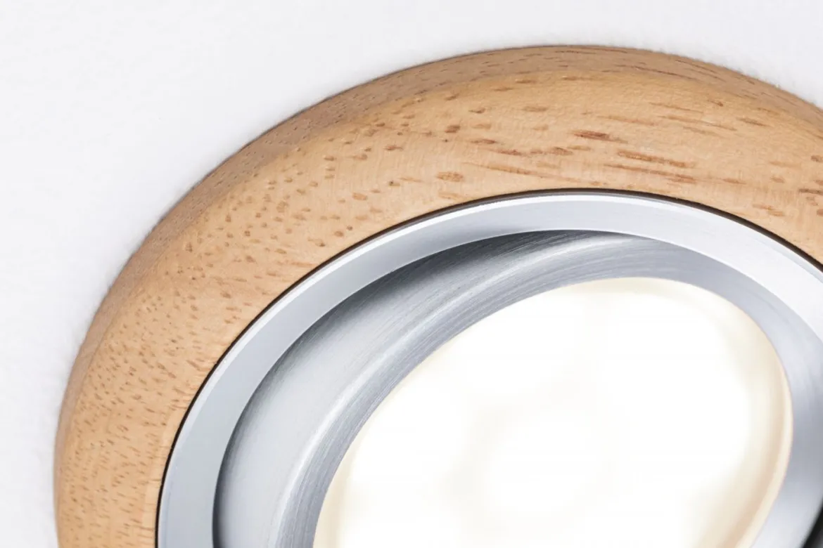 Paulmann 92240 LED Einbauleuchte Lanati schwenkbar 2700K Holzoptik Alu