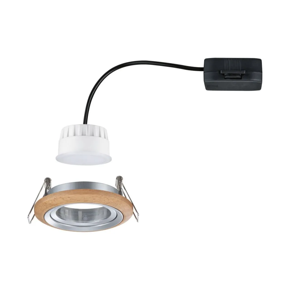 Paulmann 92240 LED Einbauleuchte Lanati schwenkbar 2700K Holzoptik Alu