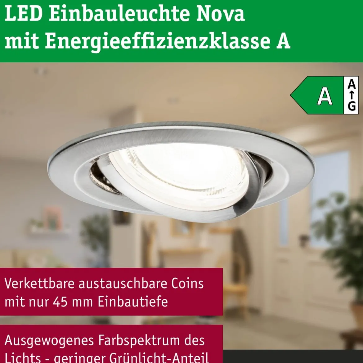 Paulmann 92454 LED Einbauleuchte Nova Coin Einzelleuchte rund 4000K Eisen