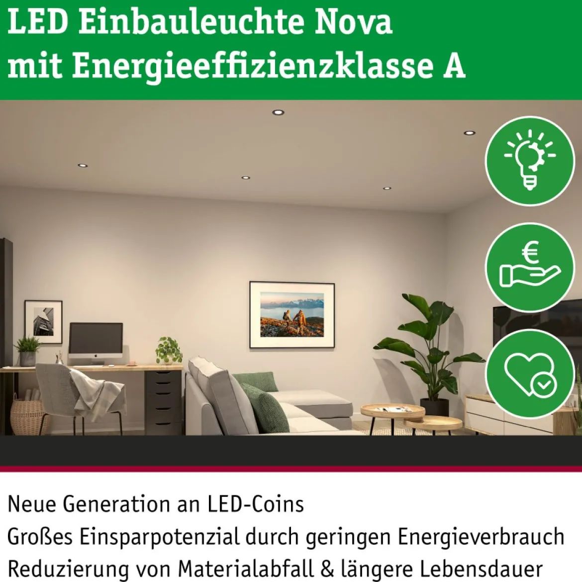 Paulmann 92454 LED Einbauleuchte Nova Coin Einzelleuchte rund 4000K Eisen