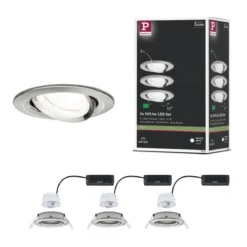 Paulmann 92456 LED Einbauleuchte Nova Coin 3er-Set rund 4000K Eisen gebürstet