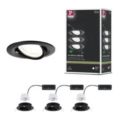 Paulmann 92457 LED Einbauleuchte Nova Coin 3er-Set rund 4000K Schwarz
