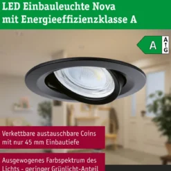 Paulmann 92457 LED Einbauleuchte Nova Coin 3er-Set rund 4000K Schwarz
