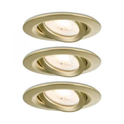 Paulmann 92408 LED Einbauleuchte Nova Plus 3er-Set schwenkbar 93mm gold IP65 dimmbar