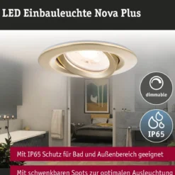 Paulmann 92408 LED Einbauleuchte Nova Plus 3er-Set schwenkbar 93mm gold IP65 dimmbar